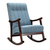 Risco Rocking Chair With Button Tufted Back (Blue) - WoodenTwist